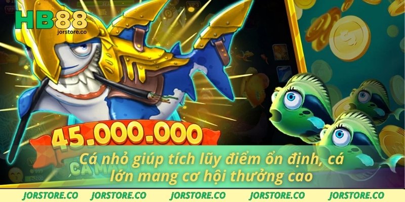 Cá nhỏ giúp tích lũy điểm ổn định, cá lớn mang cơ hội thưởng cao